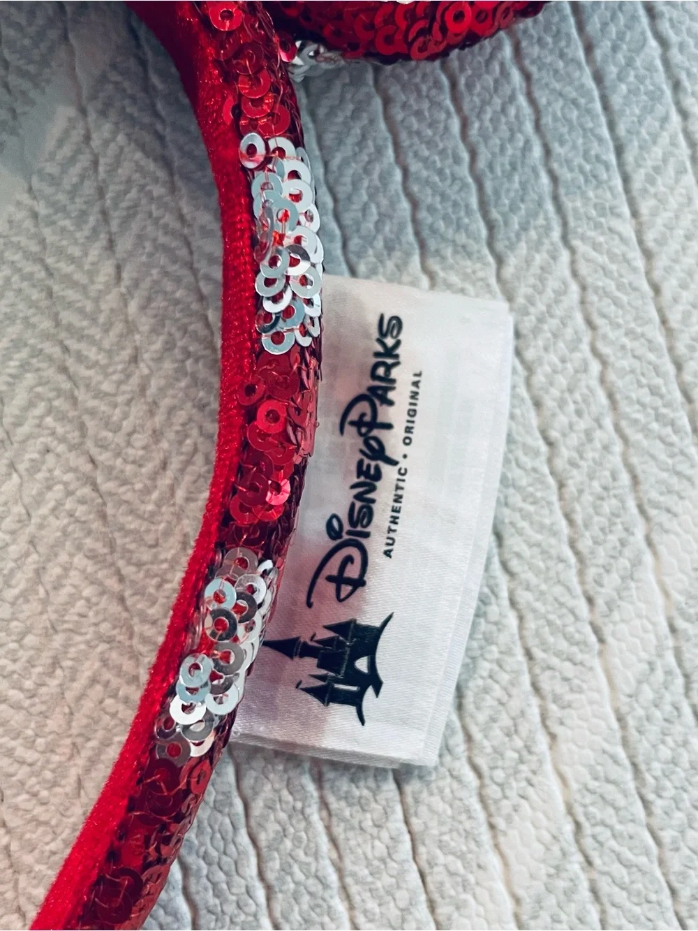 Disneyparks Minnie Ears Headband - Polka Dots With Black Bow Sequined